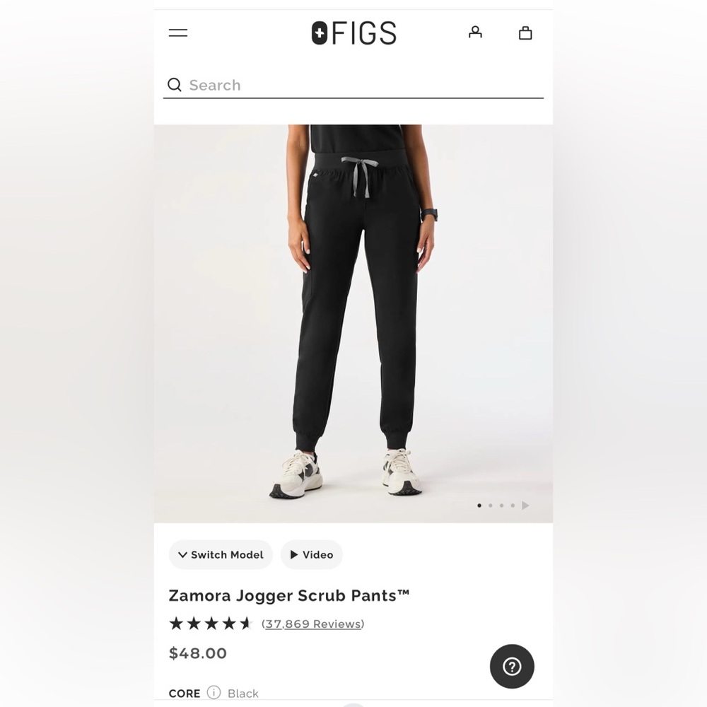 Figs high waisted Zamora joggers in black, size medium